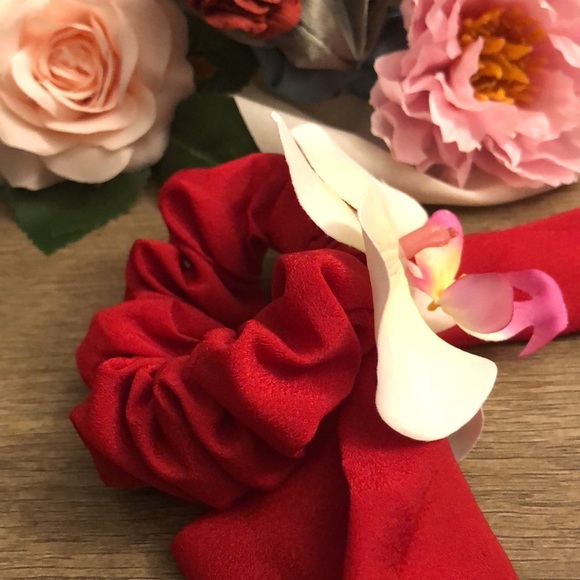 Other - Handmade Orchid Flower Hair Scrunchie - Red